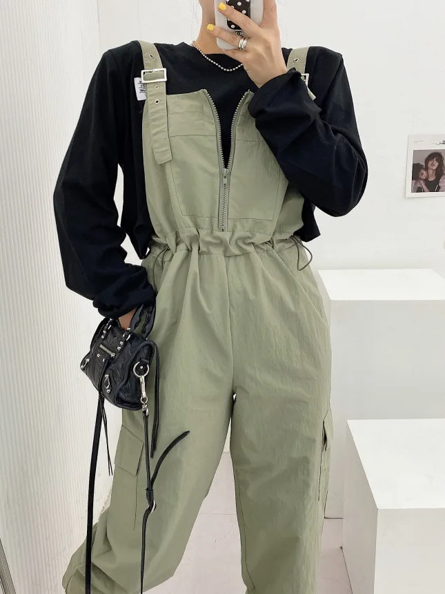 

Chic Vintage Spring Summer Women's One-Piece Rer Belted Waist Strap High Faion Korean Sle Long Pants Versatile