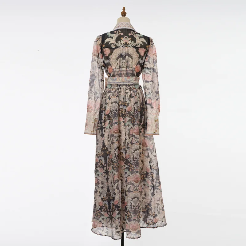 New Print Button Long Dr Street Sle High Waist Skirt Sve Long Thiened Version Five Colors Available Casual Wear