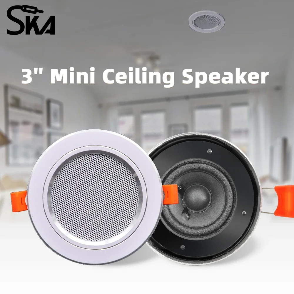HiFi Bathroom Moisture-proof Aluminum In Ceiling Speaker 10W High Quality Stereo Home Background Music Loudspeaker PA System