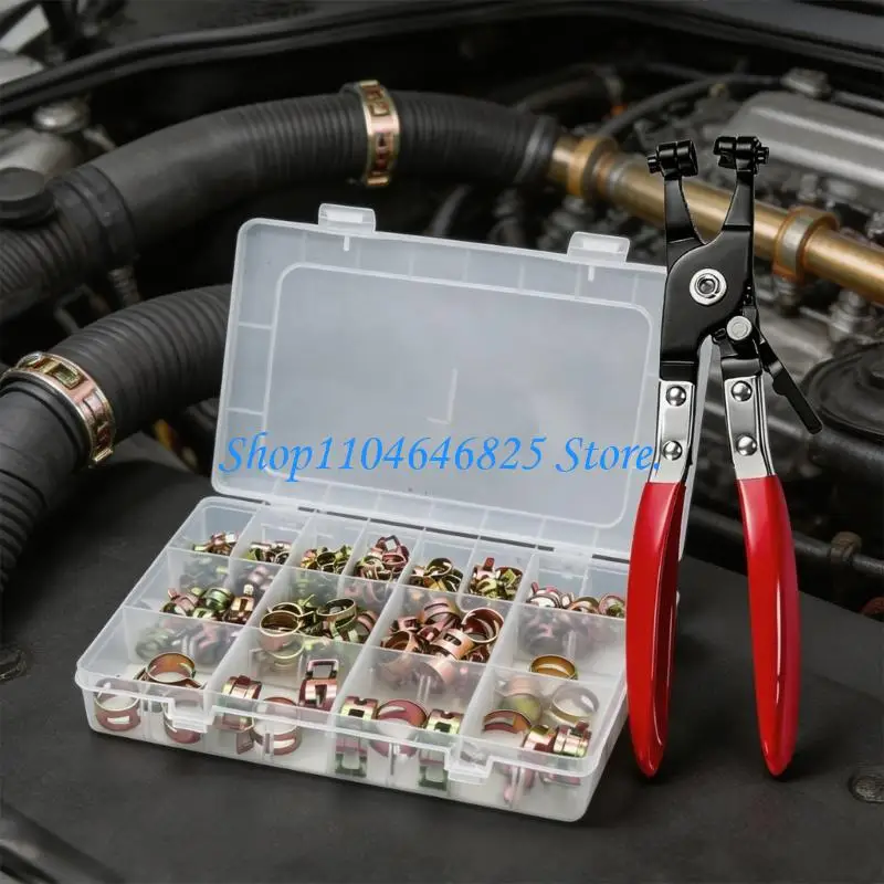 Spring Hose Clamp Assortment 6-25 mm Spring Steel Hose Clamps for Plumbing Maintenance, Pipe Joint Fastening and Hose Securing