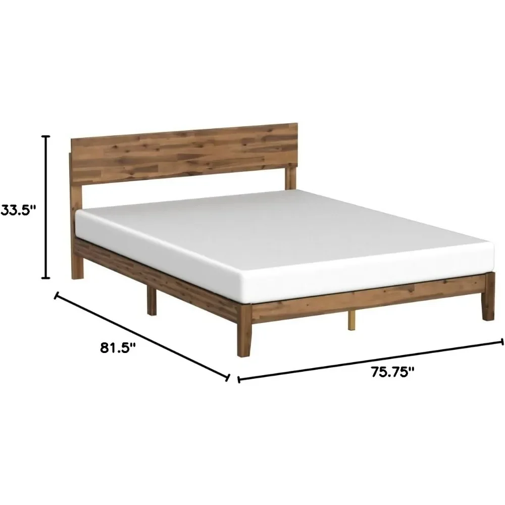 Wood Platform Bed Frame / Solid Wood Foundation with Wood Slat Support / No Box Spring Needed / Easy Assembly