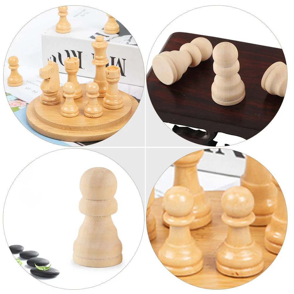 50 Pcs Wooden Chess Pieces DIY Painting Crafts Graffiti Puppet Peg Dolls Toy Unfinished Game Accessories Board