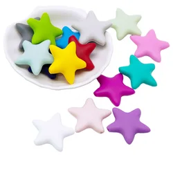 Leuke-Idee 10Pcs Star Siliconen Kralen 12 Kleuren Baby Bijtringen Food Grade Baby Tandjes Speelgoed Fopspeen Ketting siliconen Kralen