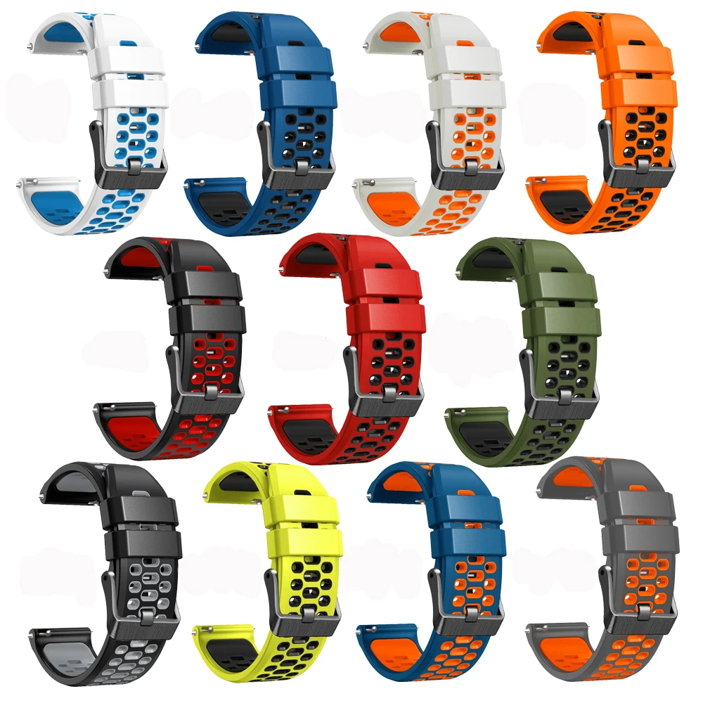 Two-Tone Silicone 22mm Strap Compatible with Garmin Forerunner 265 965 255M 745 Venu 3 Venu 2 Vivoactive 4 Watch Bands Bracelet