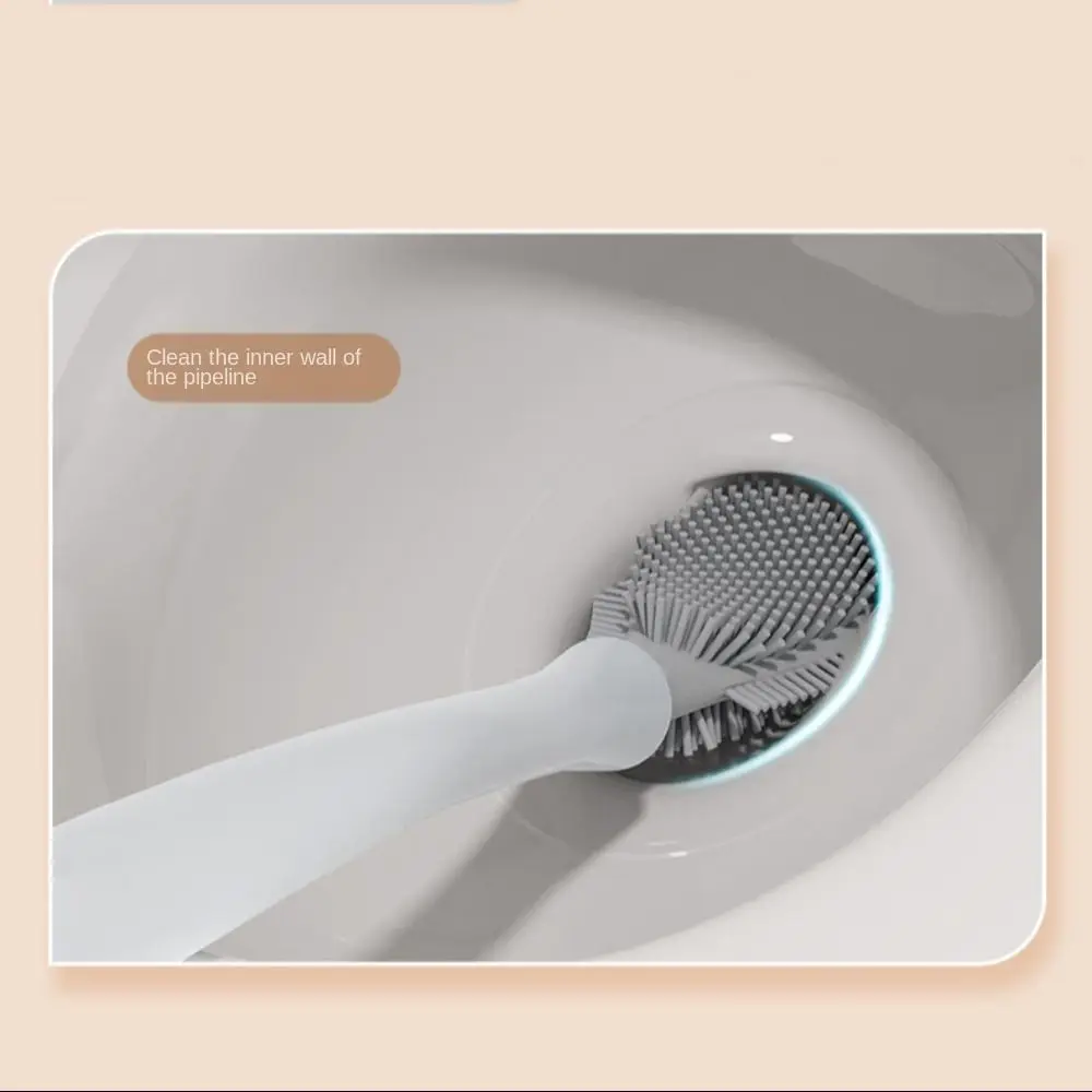 Bottom Drain Long Handle Toilet Cleaner Wall-Mounted Seamless Toilet Brush Silicone Brush Easy To Clean Cleaning Brush Set