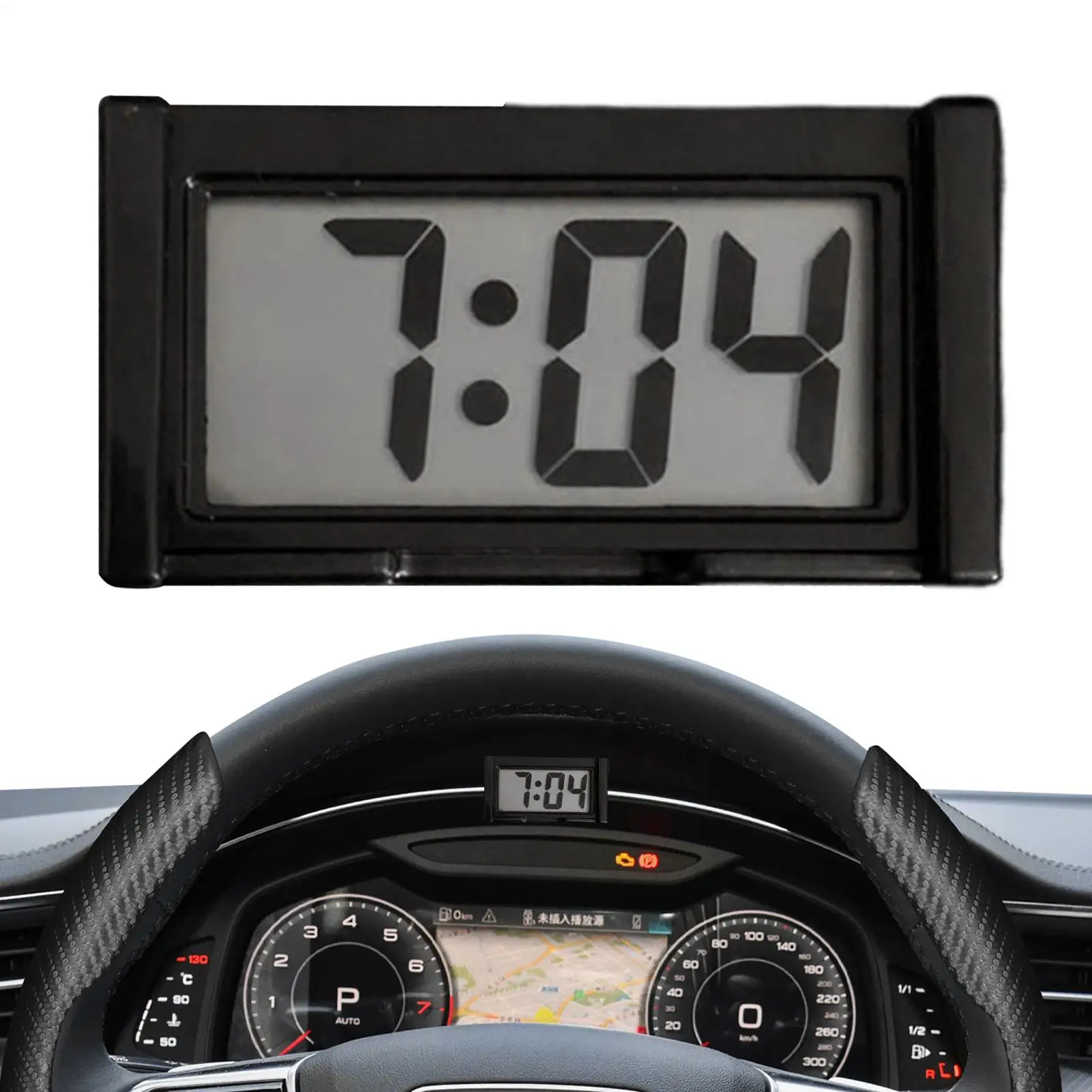Car electronic clock LED digital car clock mini simple silent large-screen electronic clock adhesive clock for car dashboards