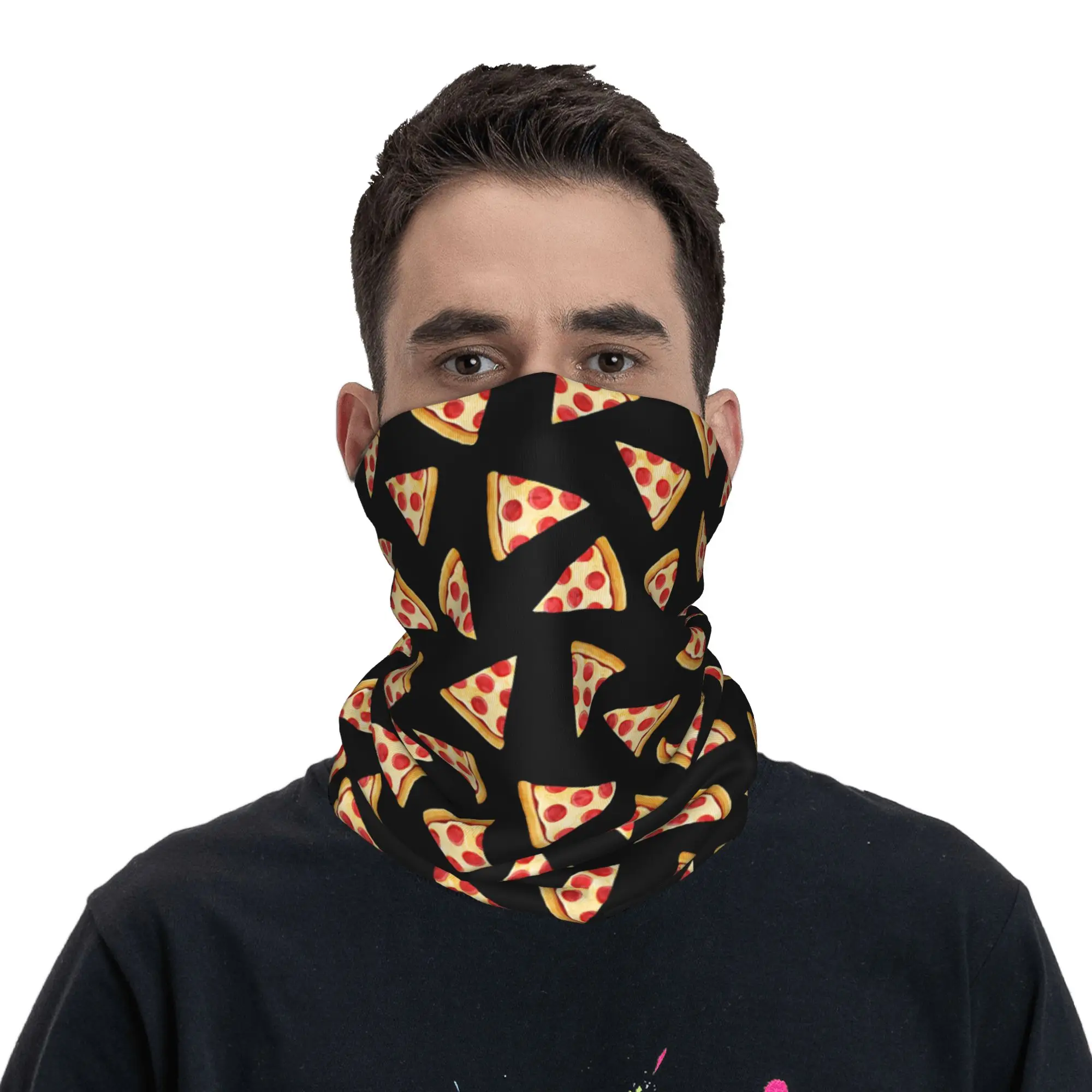 Pañuelo multifuncional con diseño de pizza y pepperoni, para el cuello, la cabeza o como máscara, unisex, para ciclismo, invierno