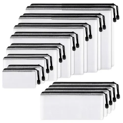 18Pcs Mesh Zipper Pouch Document Bag, 8 Assorted Size, Waterproof Plastic Zip File Folders, Multipurpose for Office,Home