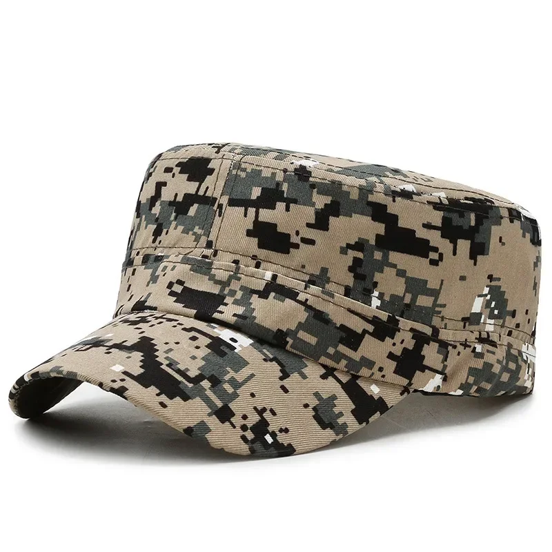 

Men Flat Top Hat Camo Outdoor Summer Hat Four Seasons Adjustable Snapback Sport Caps Sun Hat Unisex Cadet Army Hats