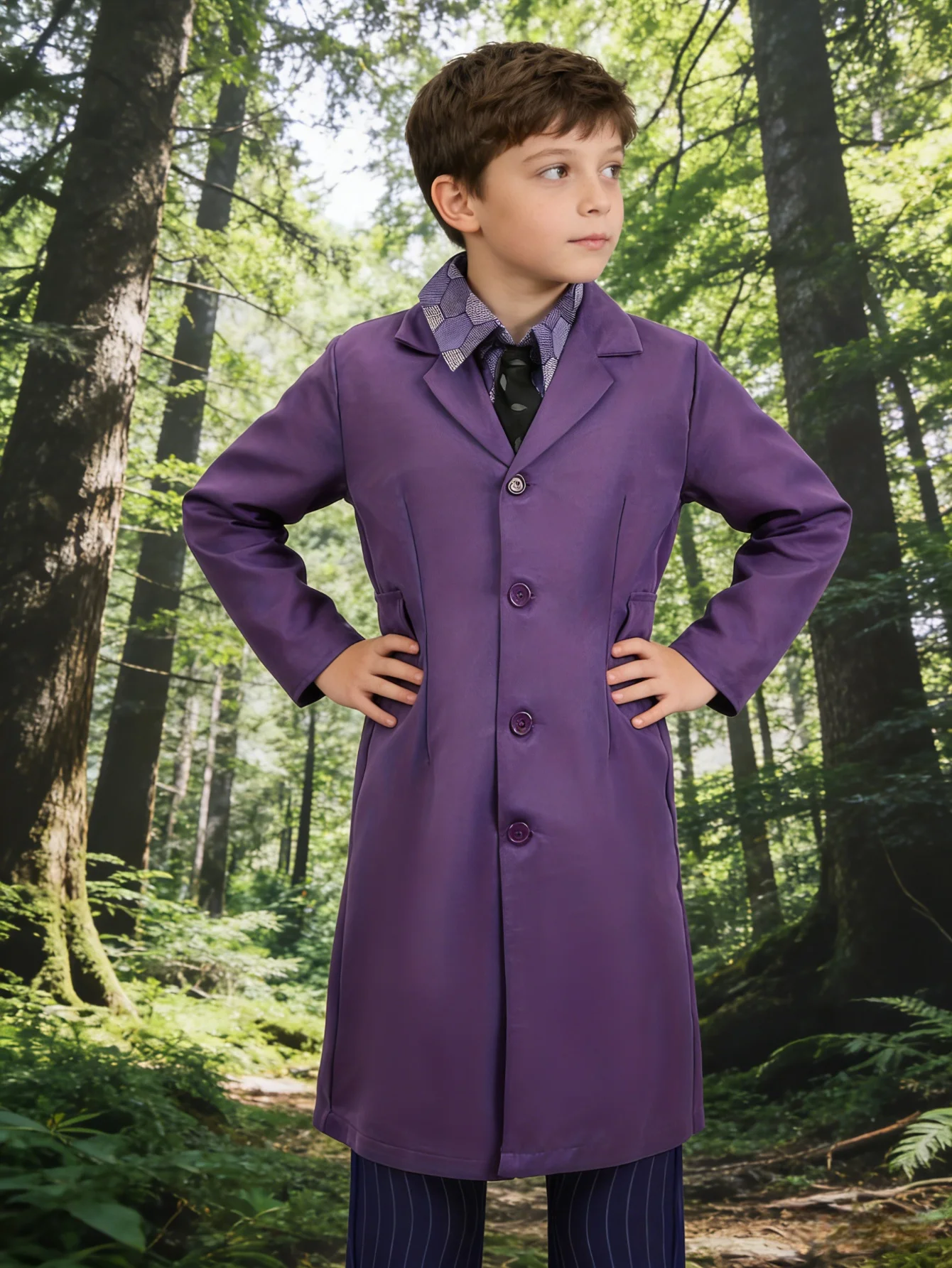 

Костюм рыцаря для мальчика: жилет с принтом + 1 длинная приталенная фиолетовая куртка + 1 брюки с принтом, костюм для Хэллоуина, костюм для выступлений, праздничный наряд для мальчика на Рождество