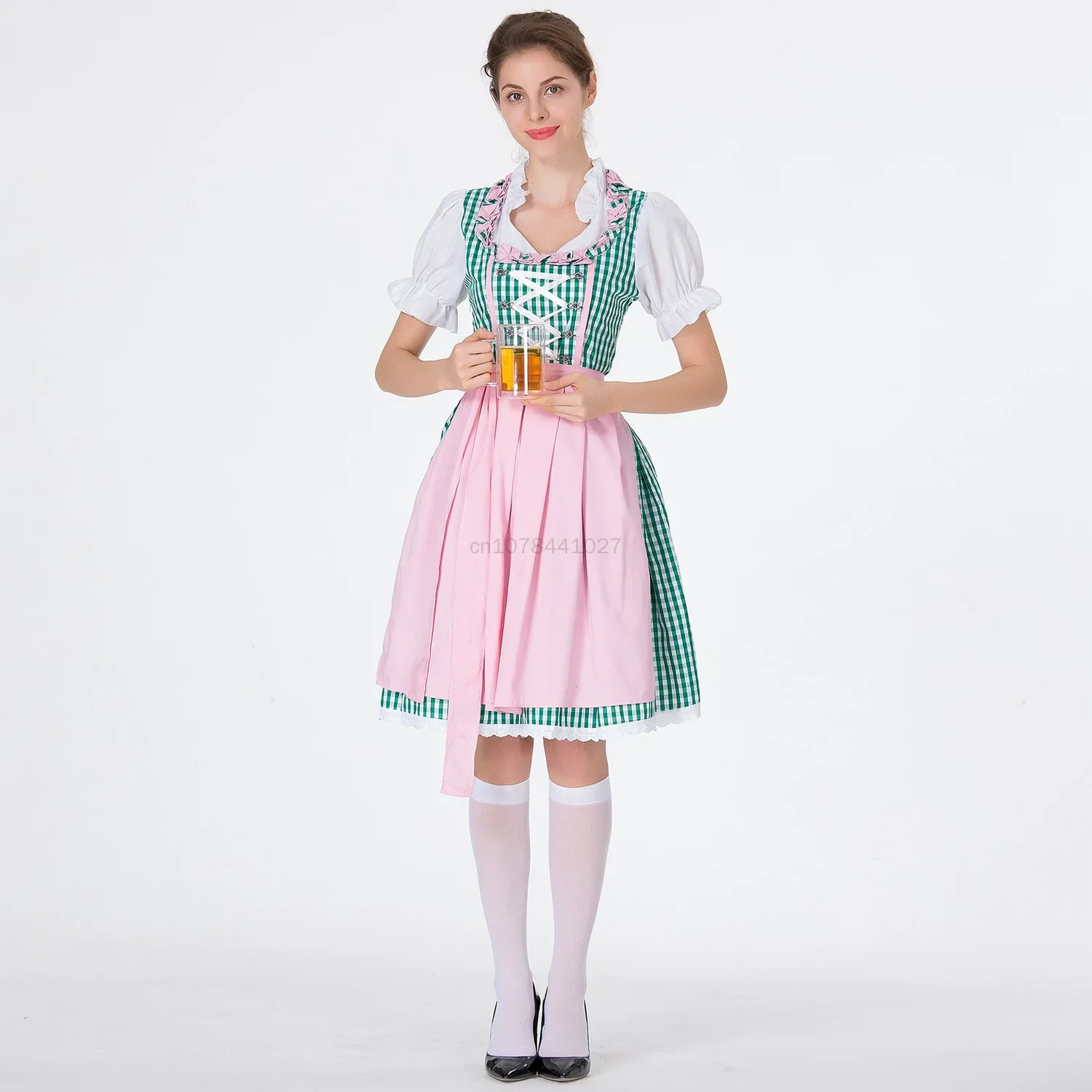 New Women German Traditional Oktoberfest Costume Lady Classic BavarianDress Suit for Halloween Carnival Fancy Maid Dress