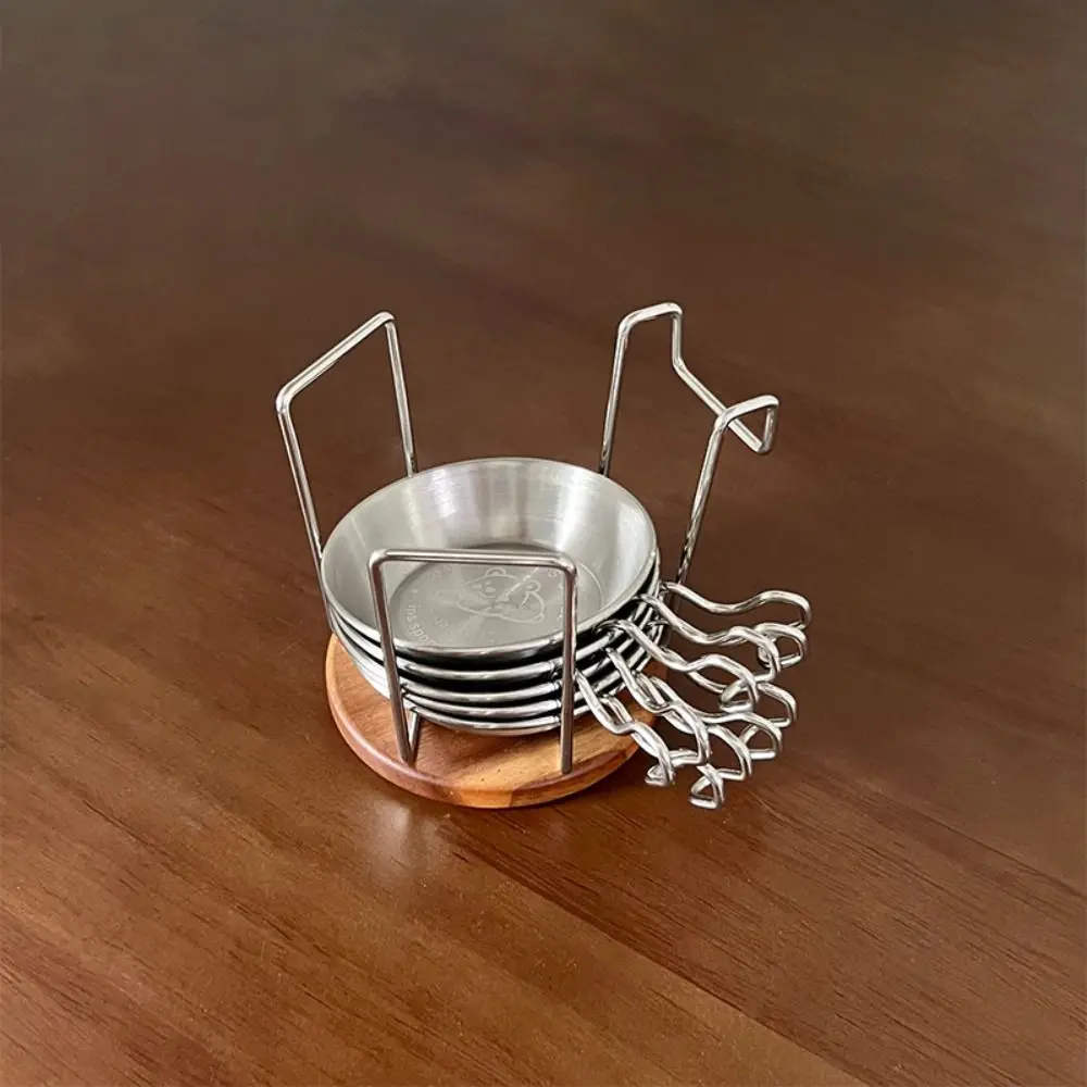 

Durable Bear Side Dish Bowl with Handle Hangable Seasoning Dish 304 Stainless Steel Mini Dipping Sauce Dishes