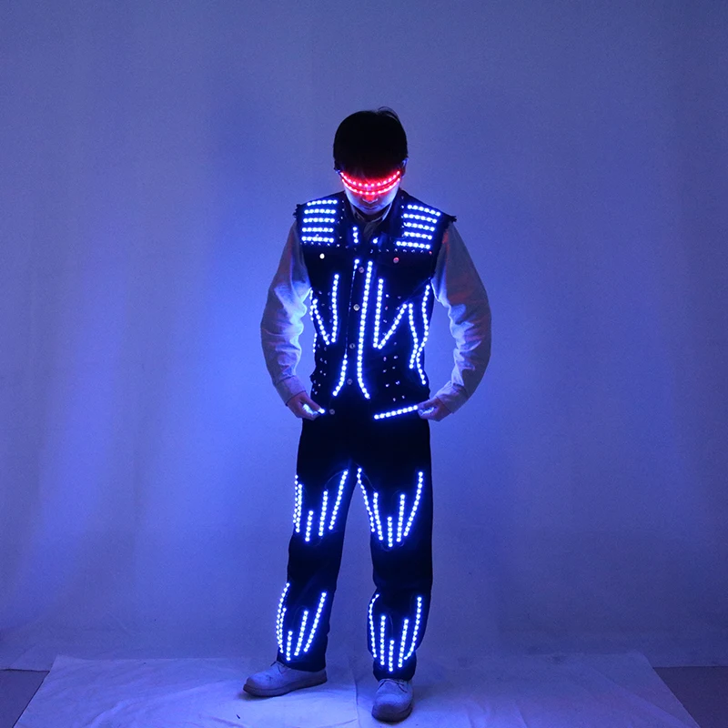 سترة مضيئة LED AI روبوت أداء الملابس الفلورسنت الدعائم ليلة حفلة مضاءة سترة #3