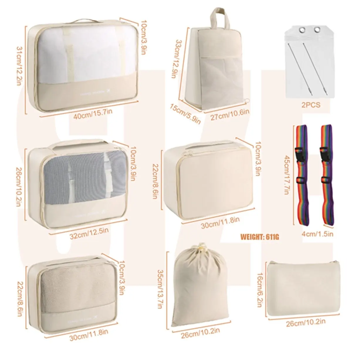 A78I Packing Cubes for Travel - Luggage Organizer Bags for Family, Mesh Breathable for Suitcases