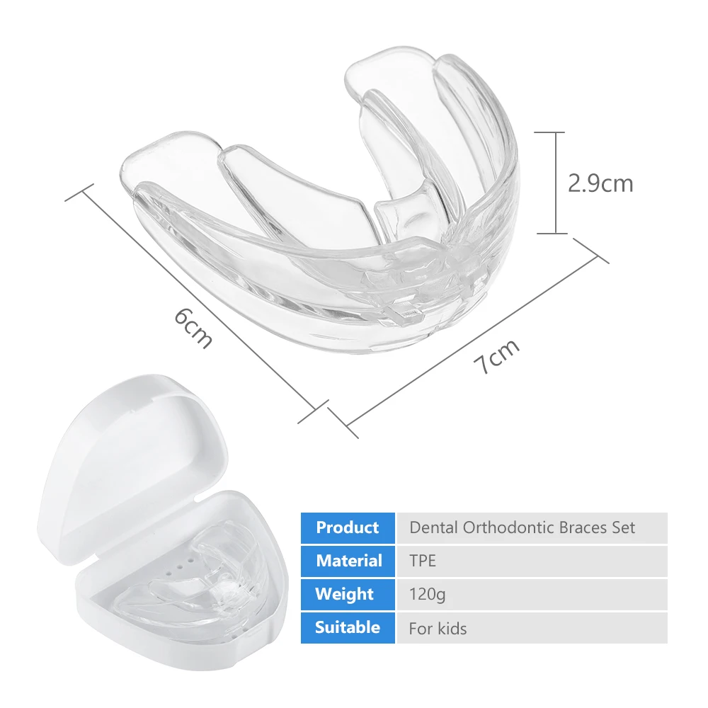 Zahn ärztliche kiefer ortho pä dische Zahnspangen Set Kind 3 Stufen Silikon Ausrichtung Trainer Zähne Halter Bruxismus Mundschutz Kinder Zähne Glätte isen – Detail 8