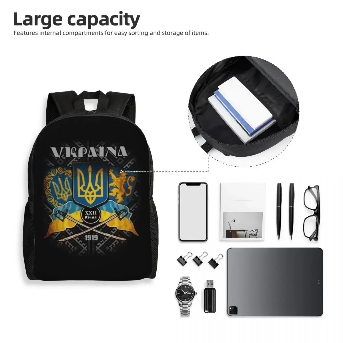 Day Of Unity Of Ukraine Backpacks for Men Women Water Resistant College School Ukrainian Proud Flag Bag Printing Bookbag