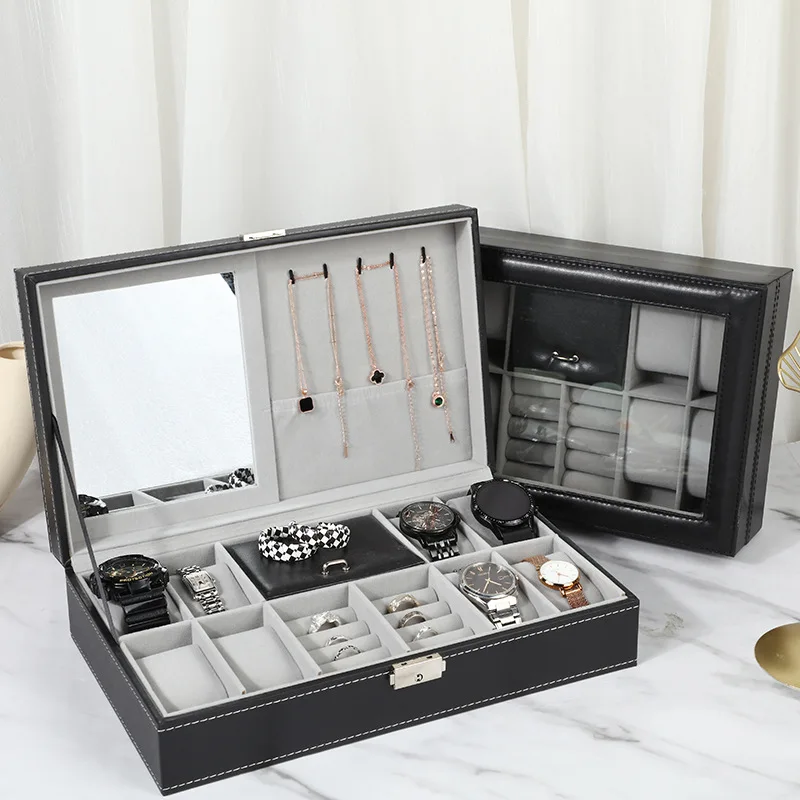 

Multi-Functional Large-Capacity Watch Jewelry Box High-End Accessory Storage Box Leather Sunglasses Organization Box