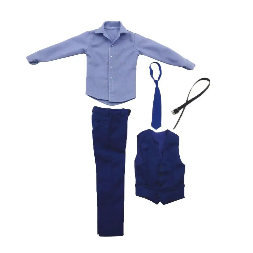 1/6 Male Shirt with Tie And Belt Clothing Kit for 12 Inch Action Figures