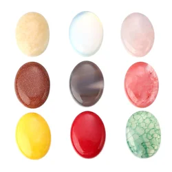 2-10Pcs/Lot Colorful Natural Stone Loose Beads Oval Shape Flat Base Cabochon For DIY Crafts Ornament Handmade Making Accessories