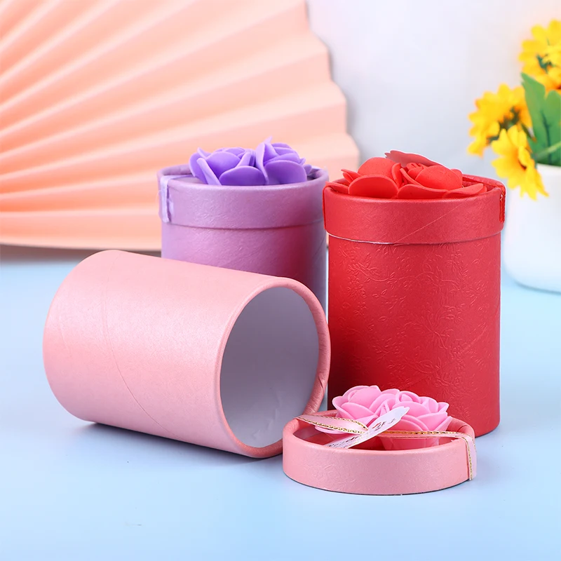 1Pc Round Flower Paper Boxes Gift Packaging Box Lid Flowers Bucket Gift Box Gift Candy Party Wedding Gift Candy Box