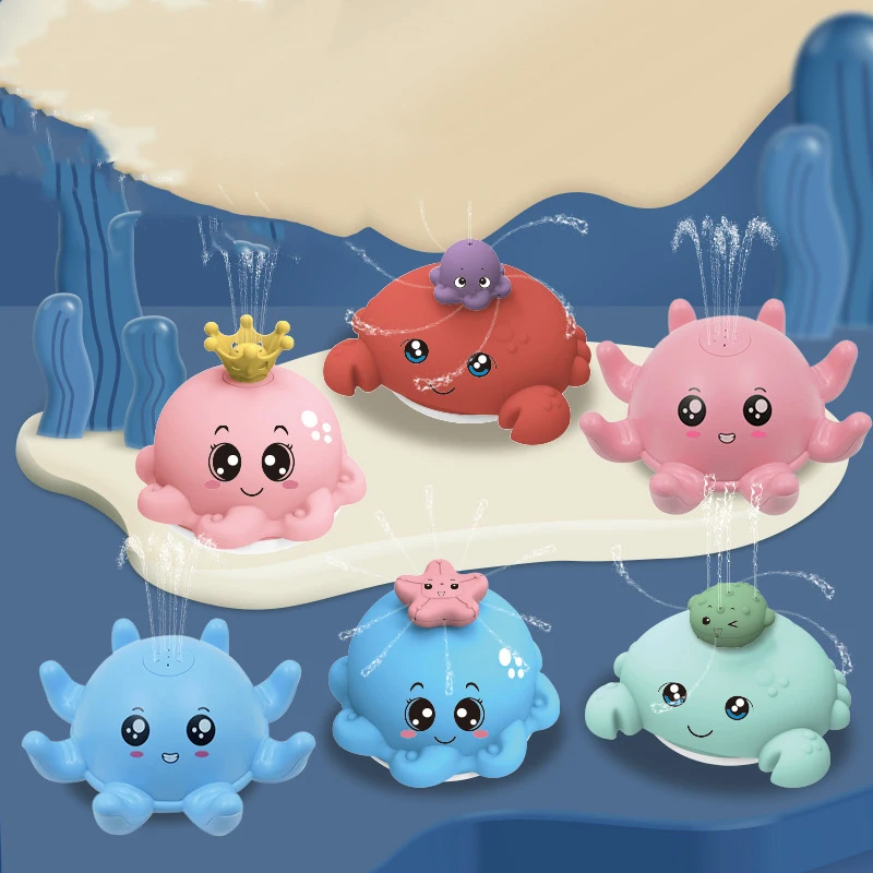 

Creative Water Spray Bath Toy Crab Octopus Shape Led Light Water Spray Ball Baby Bath Water Toy Automatic Induction Toy For Kids