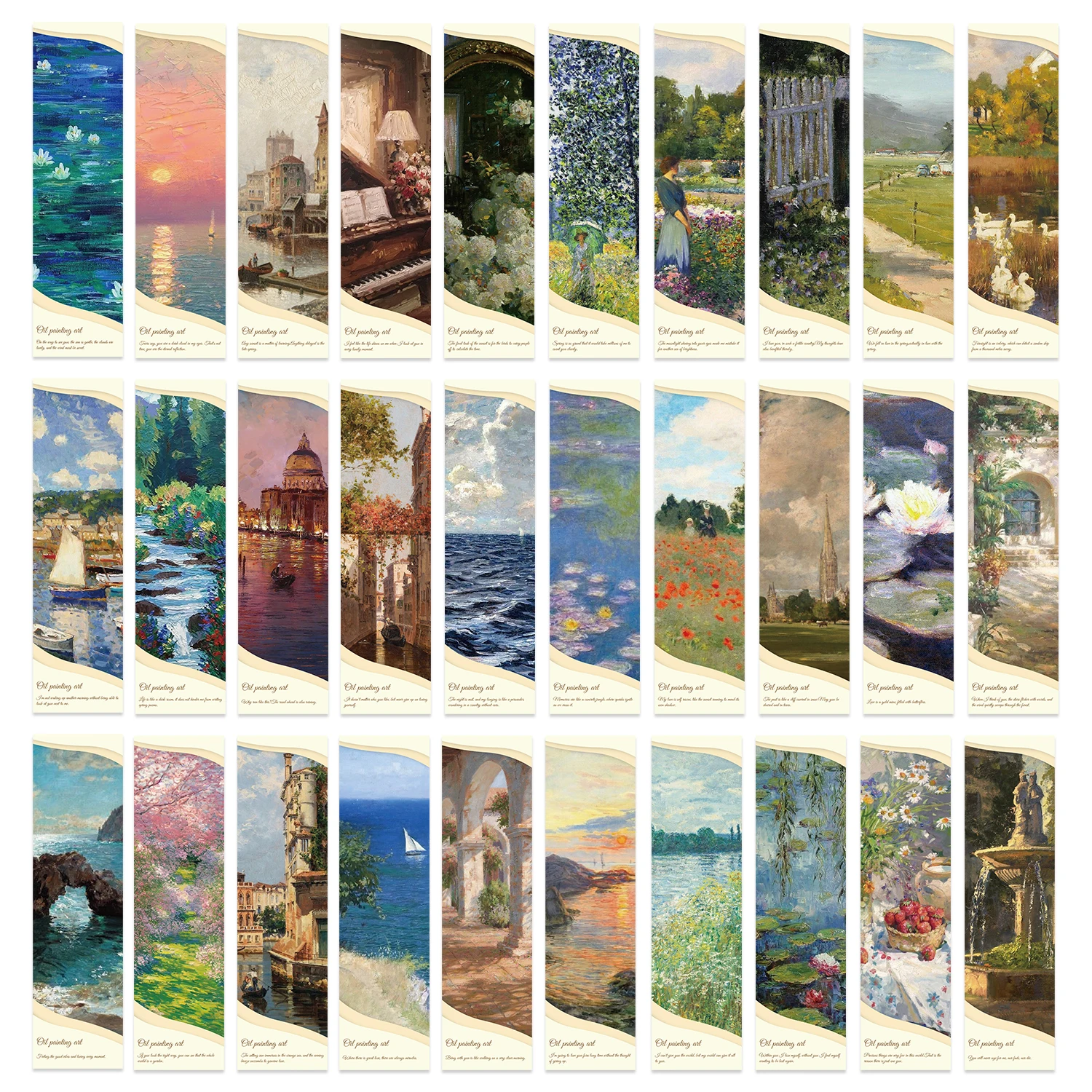 

30pcs Oil Painting Style Bookmarks Paper Page Holders Reading Book Annotated Pages Mark For Students Gift Supplies ﻿