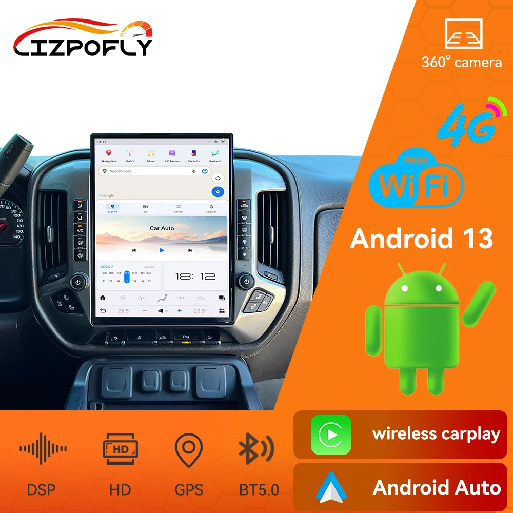 

15.6 Inch Android Car Radio For Chevrolet Silverado 2014-2019 Carplay Navigation Autoradio DSP GPS Car Multimedia Video Player