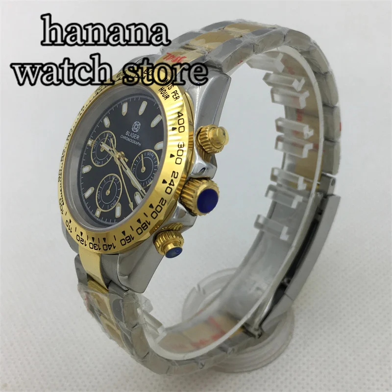 بليجر-ساعة رجالي كوارتز ران الثانية كرونوغراف ، فضي وذهبي ستانلس ستيل ، زجاج ياقوت ، VK63 ، 39 مللي متر