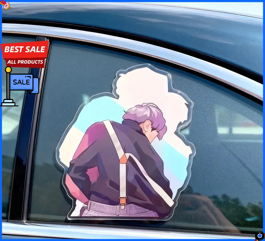 

1/2 Pcs Matte KUN Fan Art Sticker 12x14cm - Waterproof Universal Accessory for Car Window & Fridge