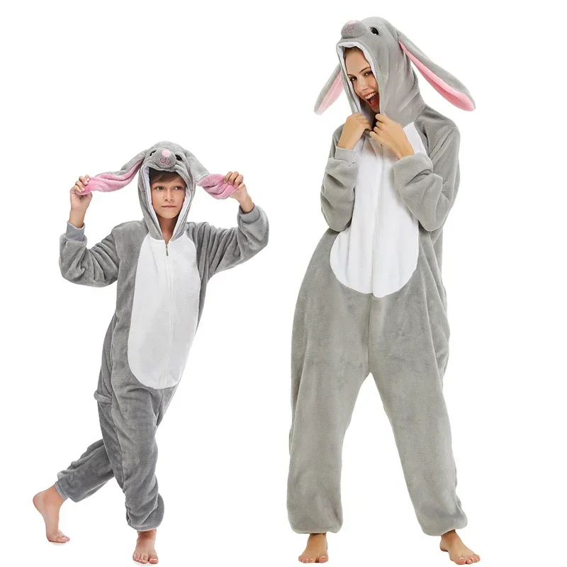 Children Rabbit Kigurumi Cartoon Pajamas Baby Boys Sleepwear Stitch Panda Unicorn Sleepwear Jumpsuits Girls Pijama Kids Onesies