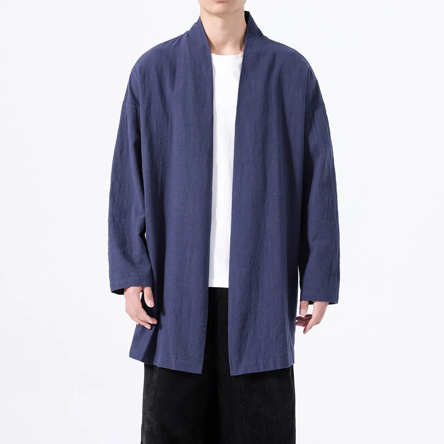 Shirts Men Japanese Samurai Solid Color Traditional Casual Breathable Shirts kimono Loose Cotton Comfortable Jacket Men's Brand
