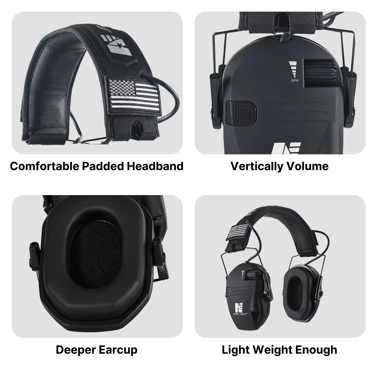 ARM NEXT Original Military Tactical Electronic Shooting Earmuffs for Hunting Active Noise Reduction Protection Hearing Headset