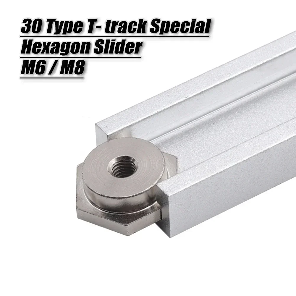 1pc M6 M8 Hexagonal Slider Alloy Steel 30type Track Special Slider For  Table Saws Band Saws Milling Machines T-Track T-Slot