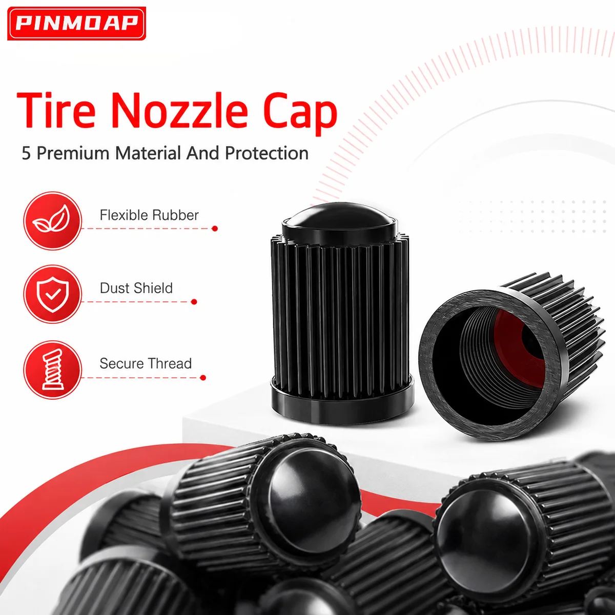 PINMOAP Car Tire Valve Stem Caps Universal Wheel Valve Covers Protective Dust Caps Auto Accessory For Vehicle Motorcycle Bicycle