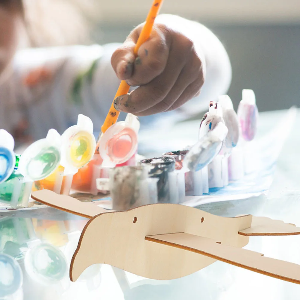 

4pcs Wooden Eagle-Shaped Assembly Diy 3D Wood Painting Craft Projects Handmade Graffiti Playthings Educational