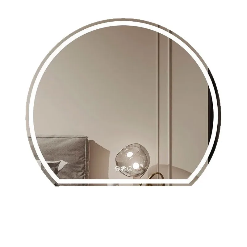 Semicircular makeup mirror touch makeup wall-mounted smart led bedroom with lamp vanity table mirror LED bathroom mirror