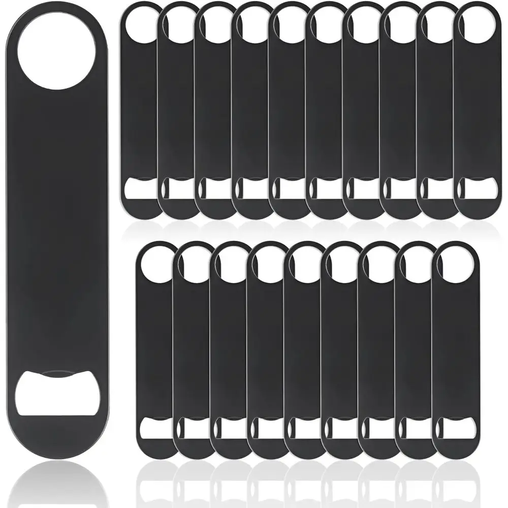 

20 Pack 7 Inch Stainless Steel Bottle Openers Bulk Black for Bartender, Kitchen, Bar, or Restaurant