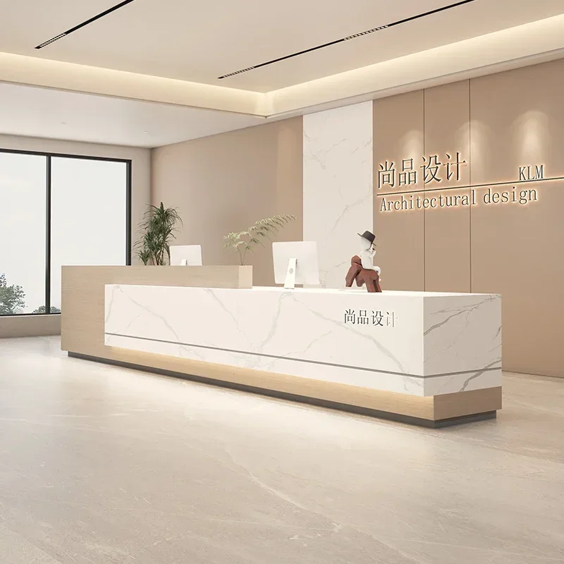 

Luxury Furniture Office Hairdresser Counter Aesthetic Reception Desk Long Cashier Table Cafe Recepcja Executive Shop Service