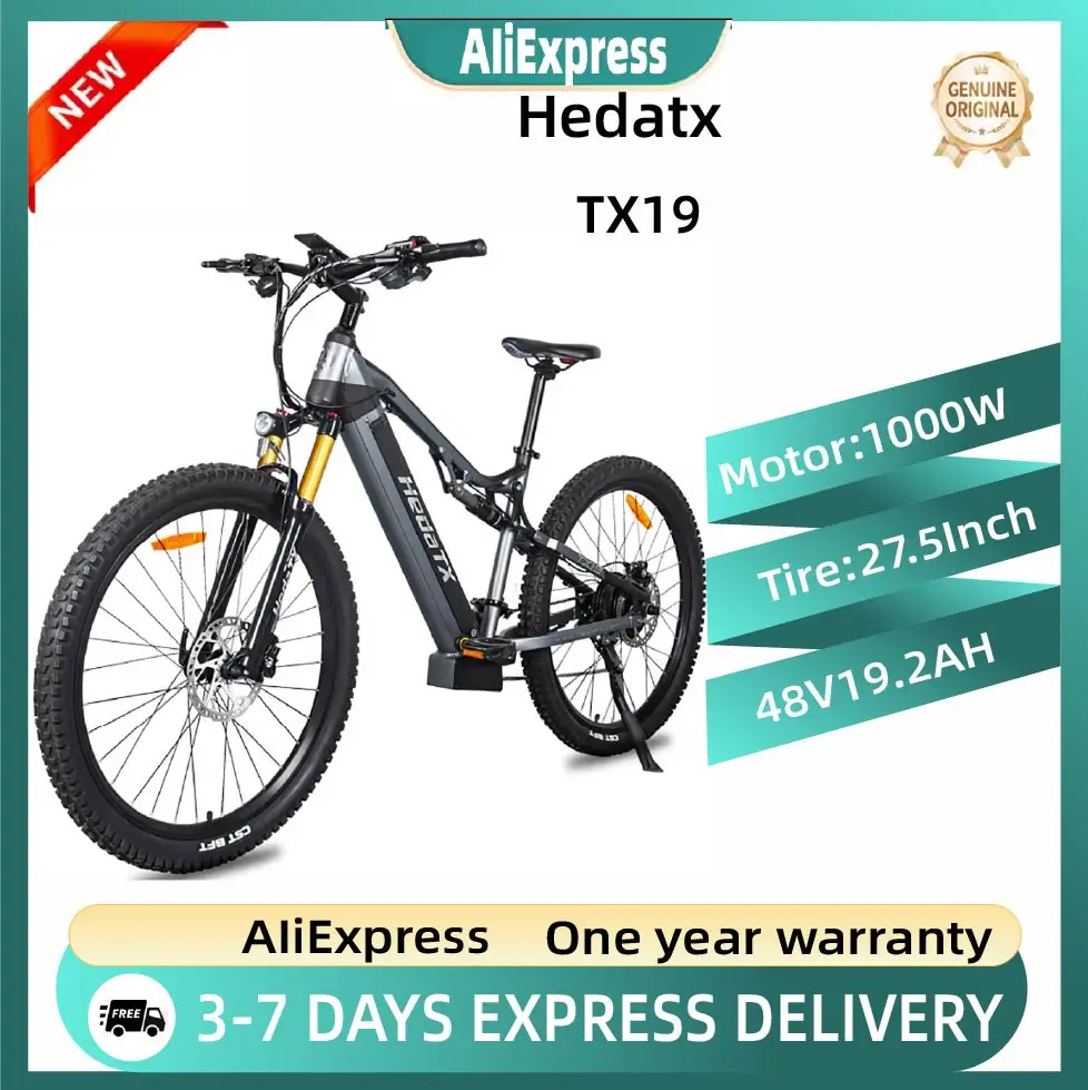 Hedatx TX19 1000W moteur 48V 19.2Ah vélo électrique 27.5 pouces adulte VTT électrique assistance électrique e-bike frein hydraulique