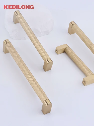 KEDLO-manija moleteada de malla moderna europea de latón macizo, tirador de armario de cocina, cajón, mango de cobre