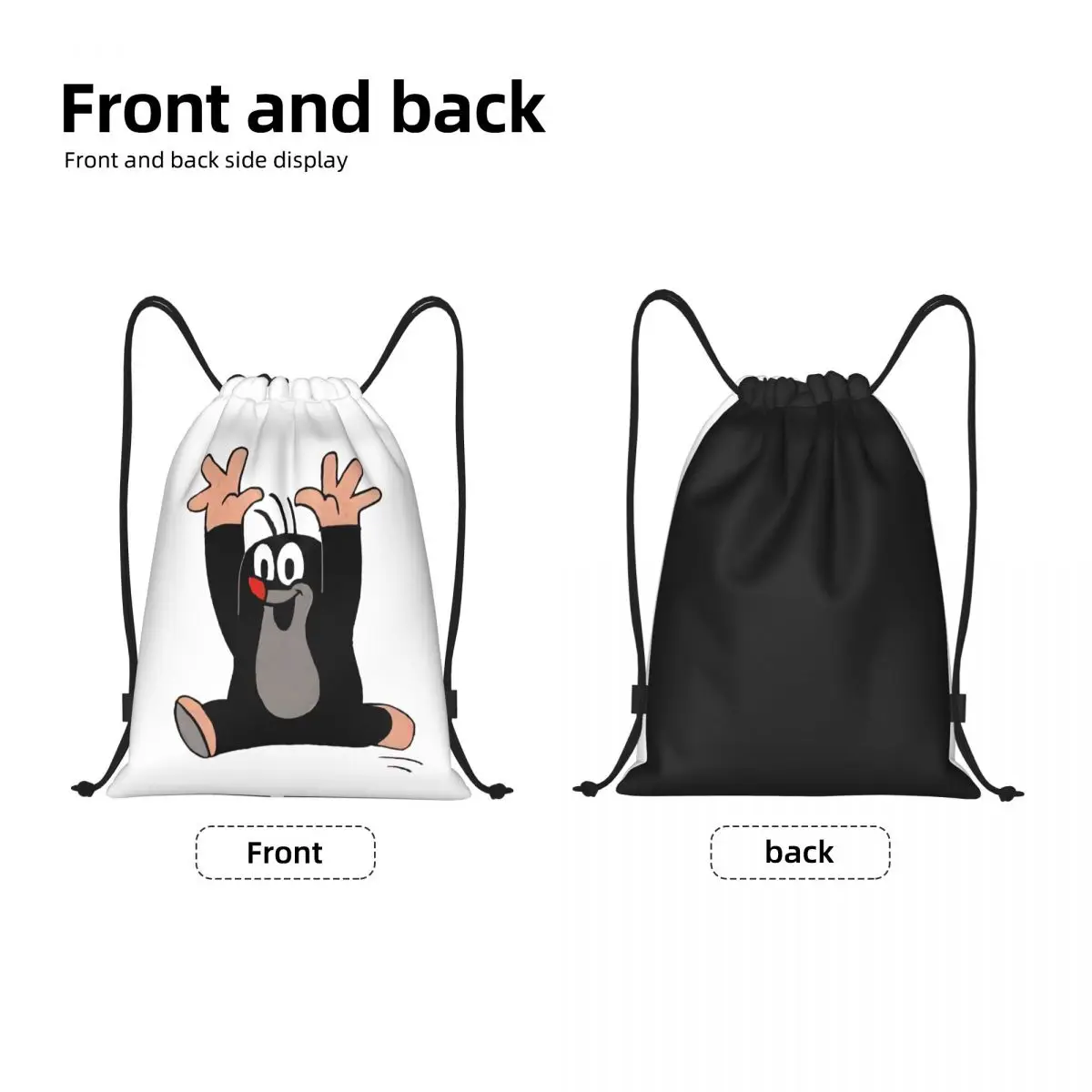 Custom Mole Running Drawstring Backpack Bags Lightweight Cartoon Krtek Little Maulwurf Gym Sports Sackpack Sacks for Yoga