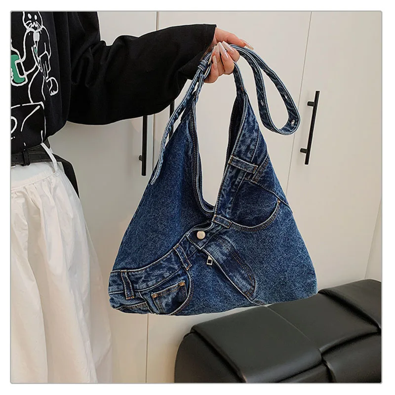 

Модные женские сумки из денима, сумки на плечо для женщин, простые вместительные сумки для студенток, большие сумки-тоуты для дам