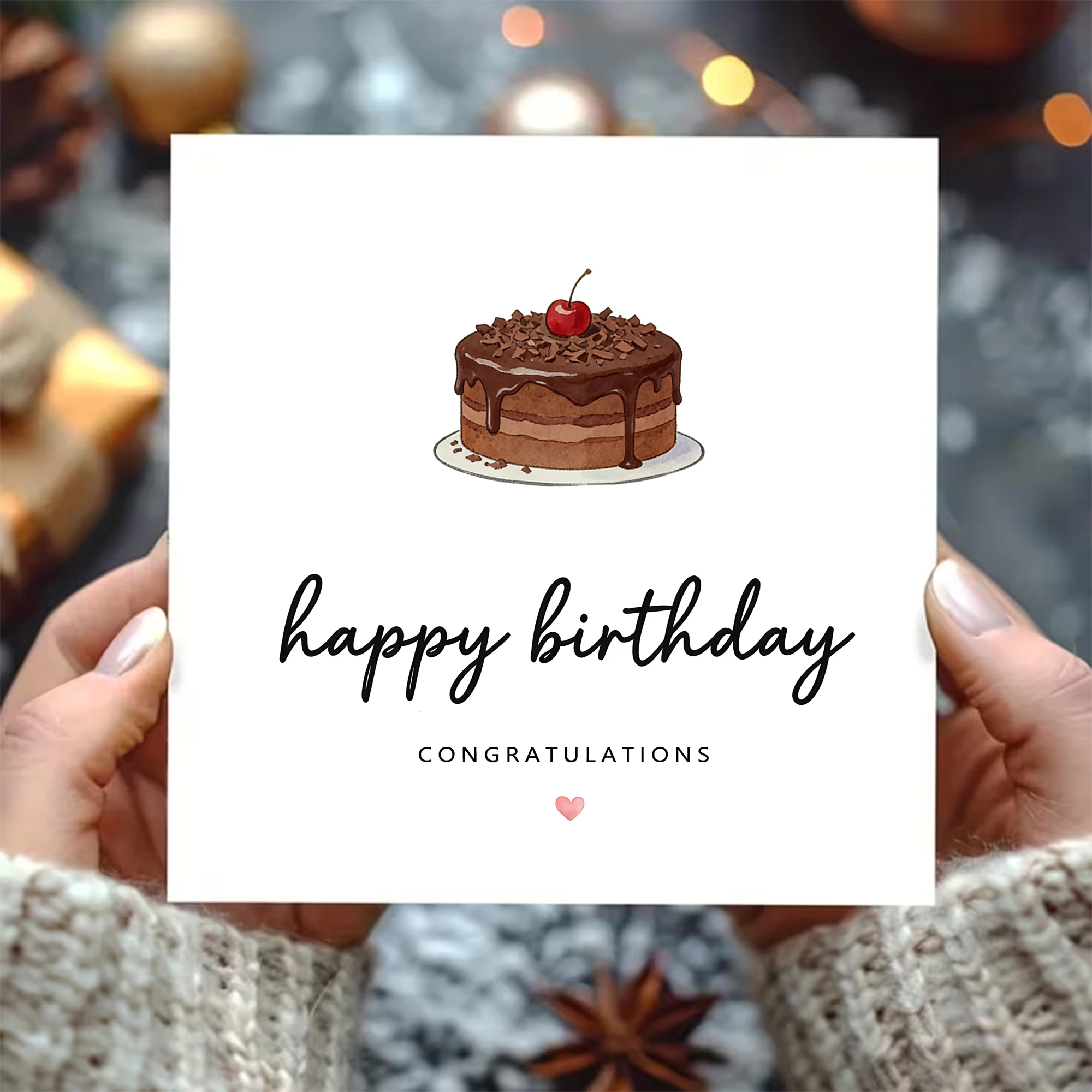 2 Stück (1 Stück Grußkarte + 1 Stück Umschlag), quadratische Grußkarte und Umschlag, weiße Grußkarte, Geburtstagskarte, mit Happy Birthday Cake Design, besonders geeignet für Liebesbekenntnisse,