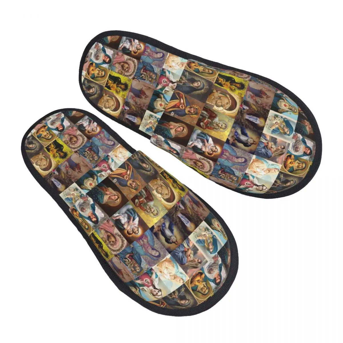 Custom Virgin Mary Comfort Scuff Memory Foam Slippers Women Catholic Christian Bedroom House Shoes