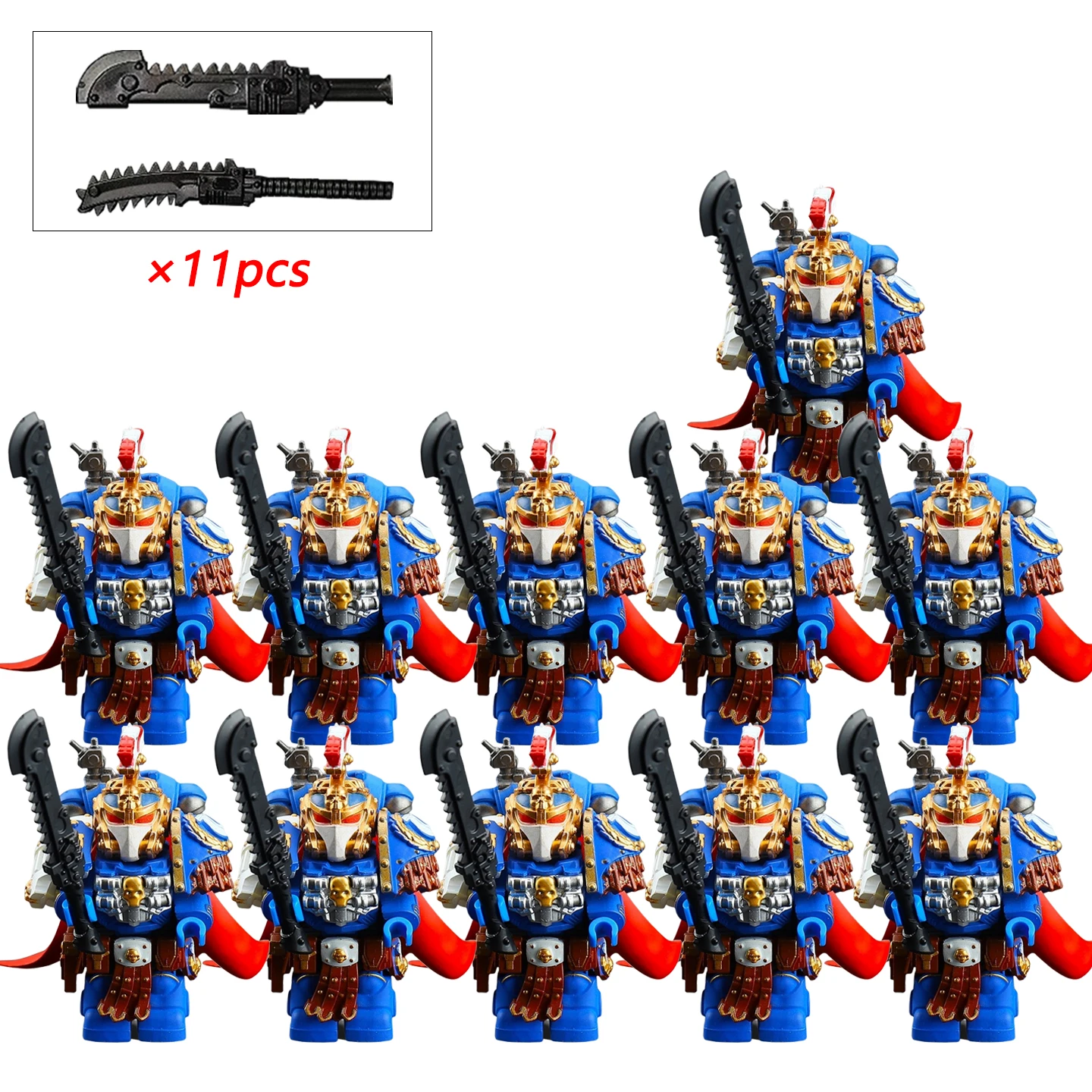 

11/12 шт., коллекционная фигурка средневекового рыцаря, война, 10 см, сине-золотая доспехи, дизайн лица с черепом