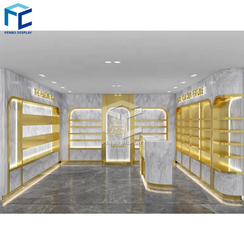 

2025customized. luxury Arabic cosmetic store display showcase Woman perfume shop decoration furniture perfume showcase dis