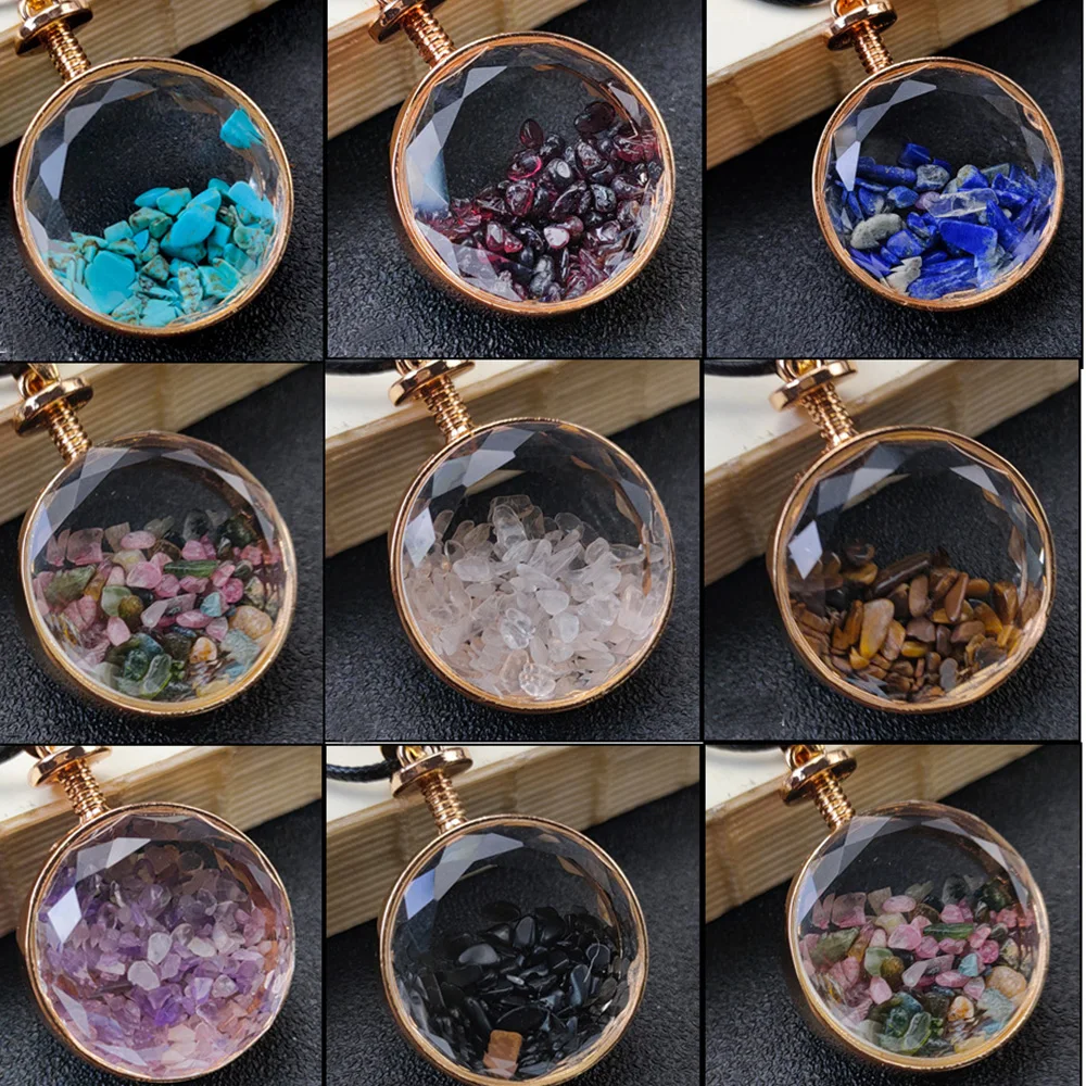 Natural Stone Crystal Wishing Bottle Pendant Spiritual Reiki Healing Gem Divination Blessing Yoga Meditation Jewelry for Women