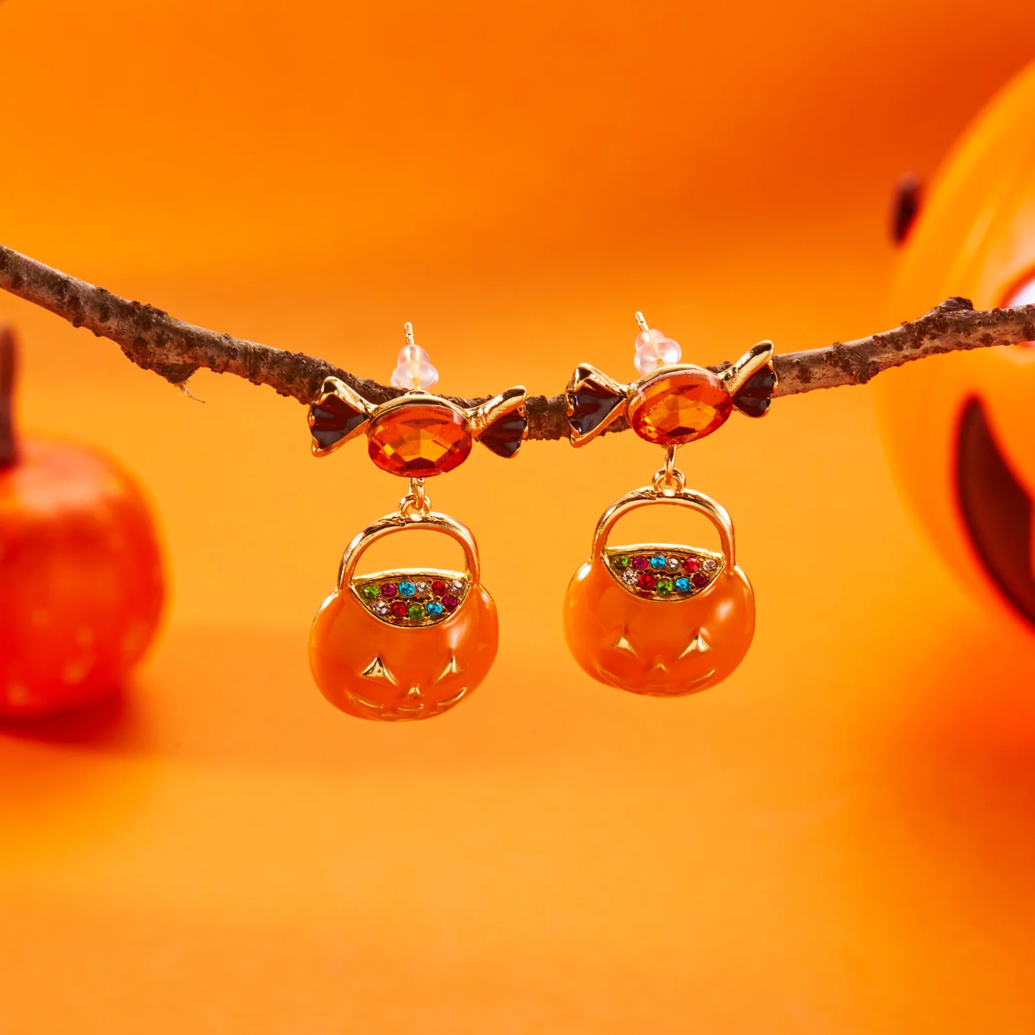 Trendige Halloween Lustige Kürbis-Ohrhänger für Frauen Asymmetrische Totenkopf-Skelett-Ohrhänger Party-Schmuck Geschenke 2025 – Detail 11