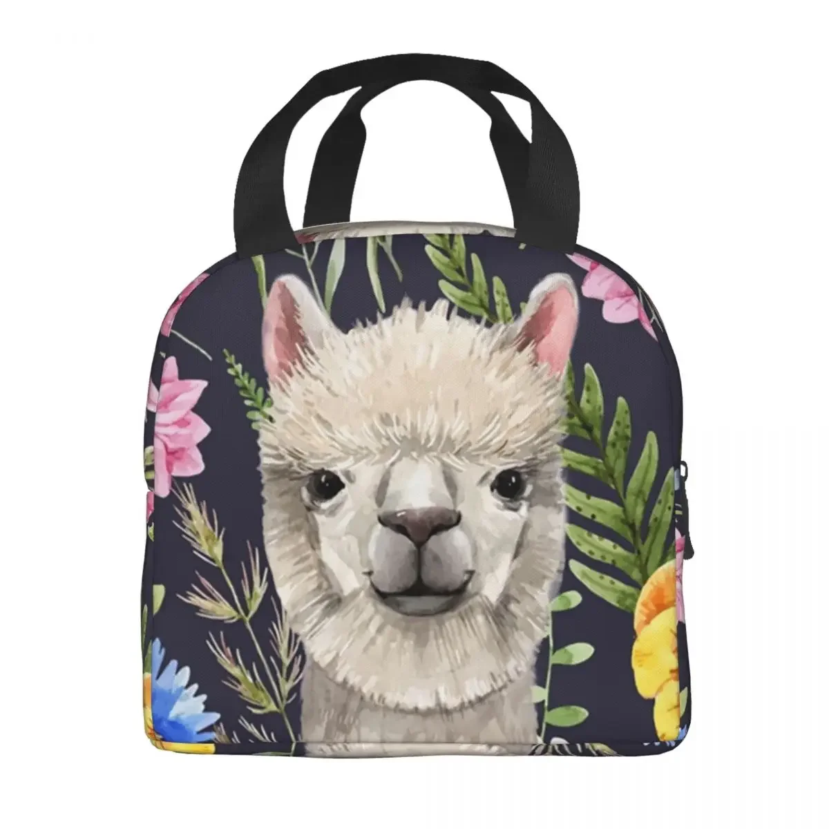 Wildflower Alpaca Lunch Bag Men Women Cooler Thermal Insulated Lunch Box for Student School