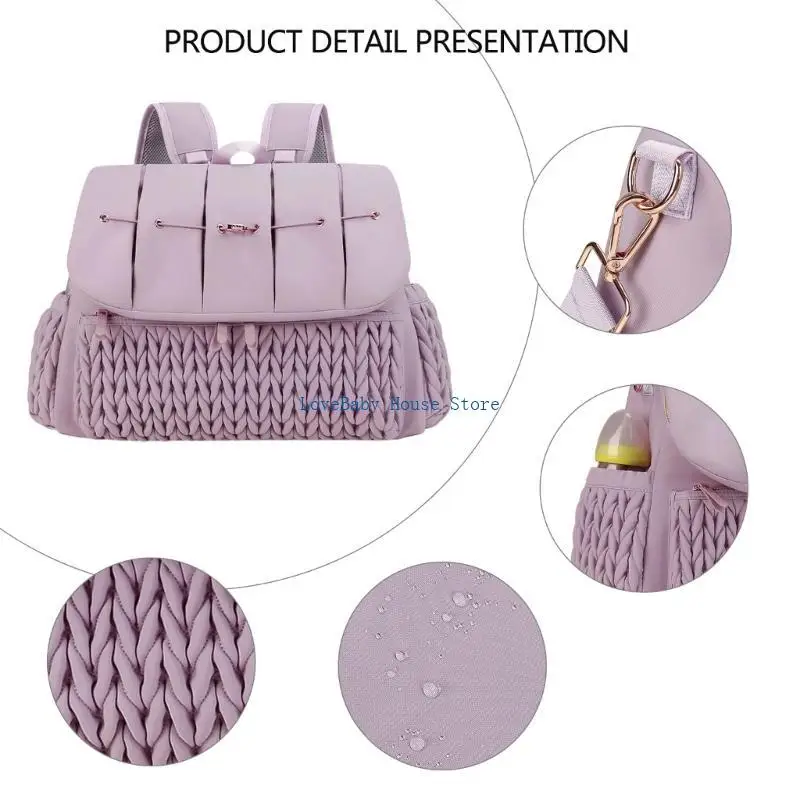 حقيبة ظهر لحفاضات الأطفال قابلة للطي من BX0D بسعة كبيرة ووسادة تغيير الحفاضات للأمهات #5